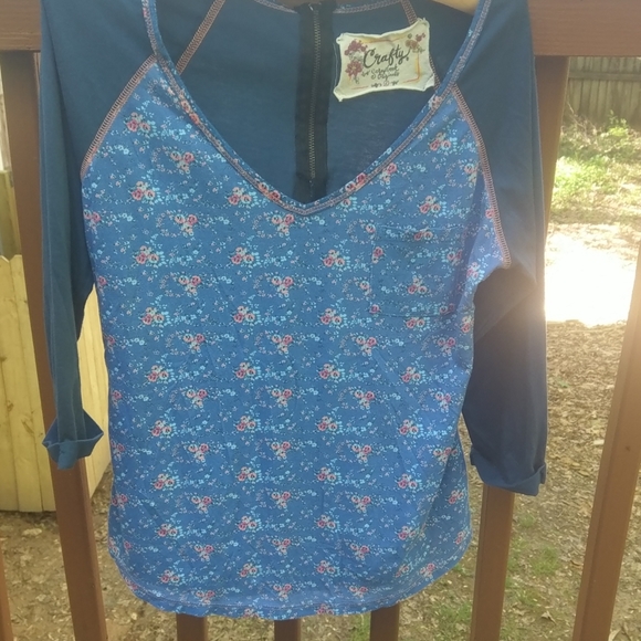 crafty Tops - Crafty floral and blue shirt